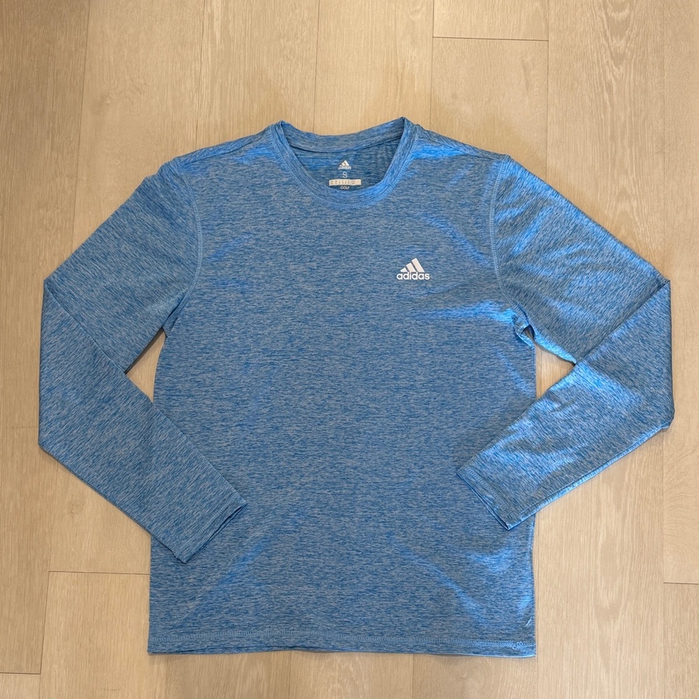 Adidas Mens Blue Long Sleeve Golf Shirt